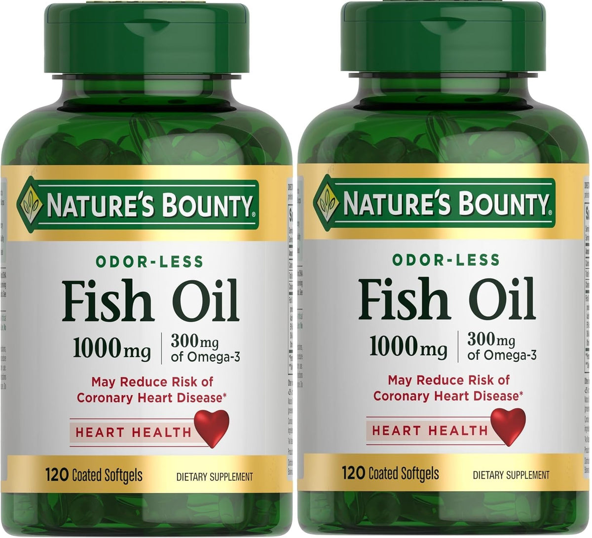 Nature's Bounty Omega-3 1000 mg, botella de cápsulas recubiertas para uso diario