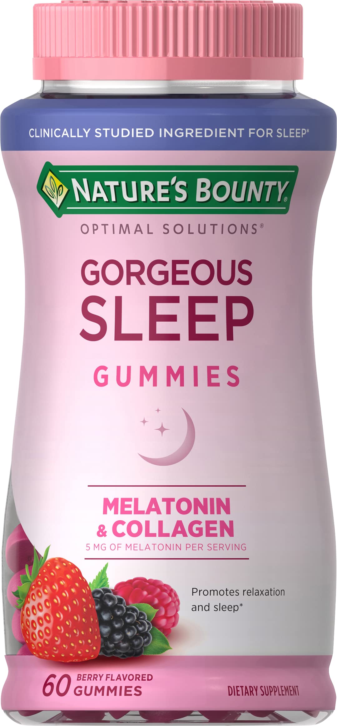 Gummies Gorgeous Sleep de Nature's Bounty Optimal Solutions en botella, descanso delicioso