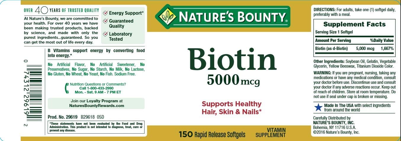 Nature's Bounty Biotina en un paquete de tres botellas.