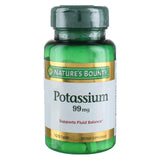 Nature's Bounty potasio gluconato 99 mg frasco frontal, contribuye al equilibrio de líquidos.