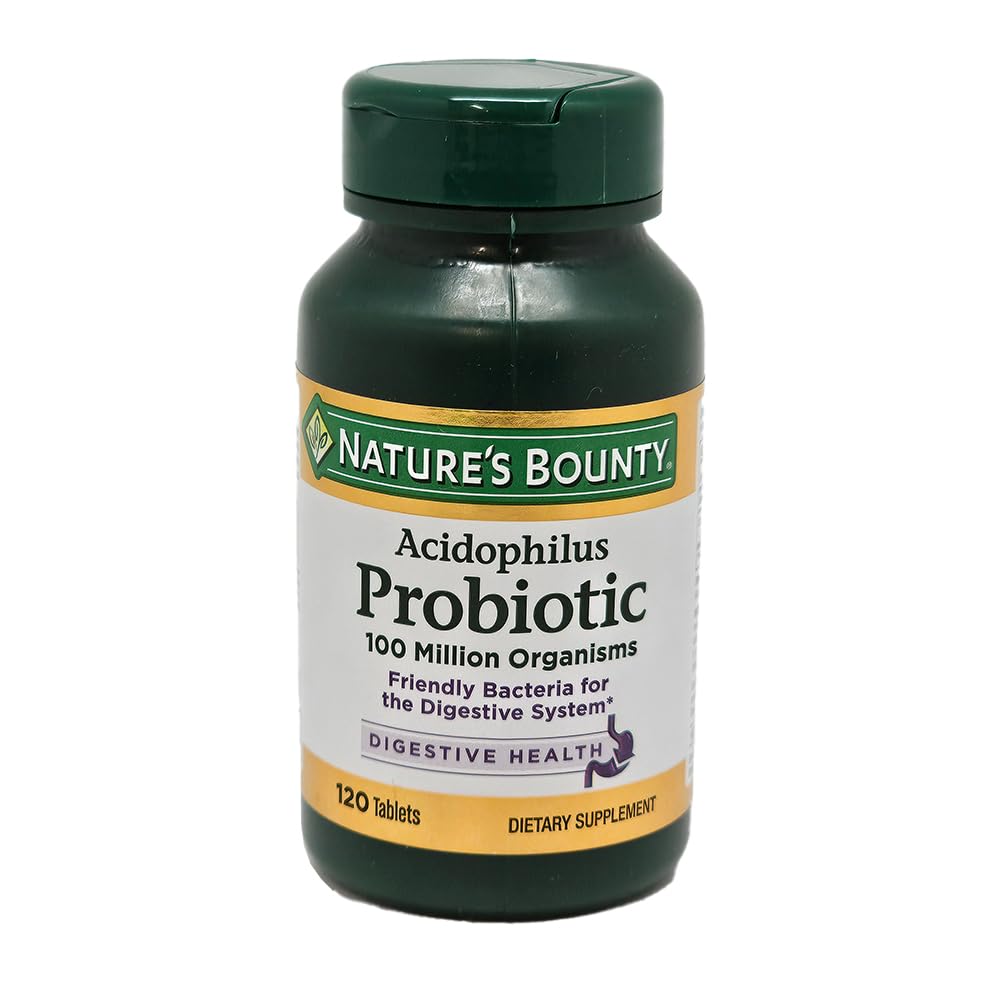 Nature's Bounty Probiotic Acidophilus, frente del envase, para apoyar la digestión diaria.
