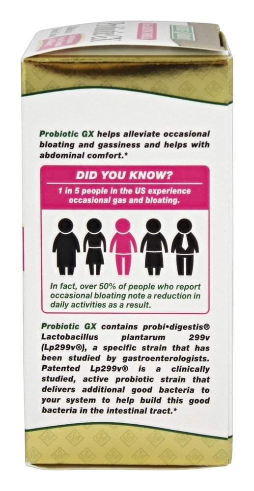Nature's Bounty Probiotic GX en empaque de cuatro cápsulas para uso práctico diario.