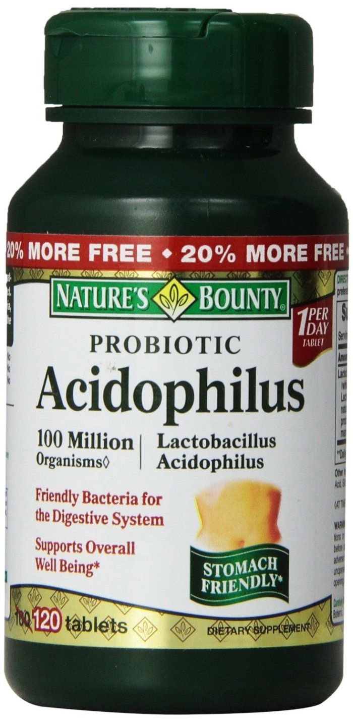 Nature's Bounty probiótico acidophilus tabletas en botella para apoyo digestivo diario