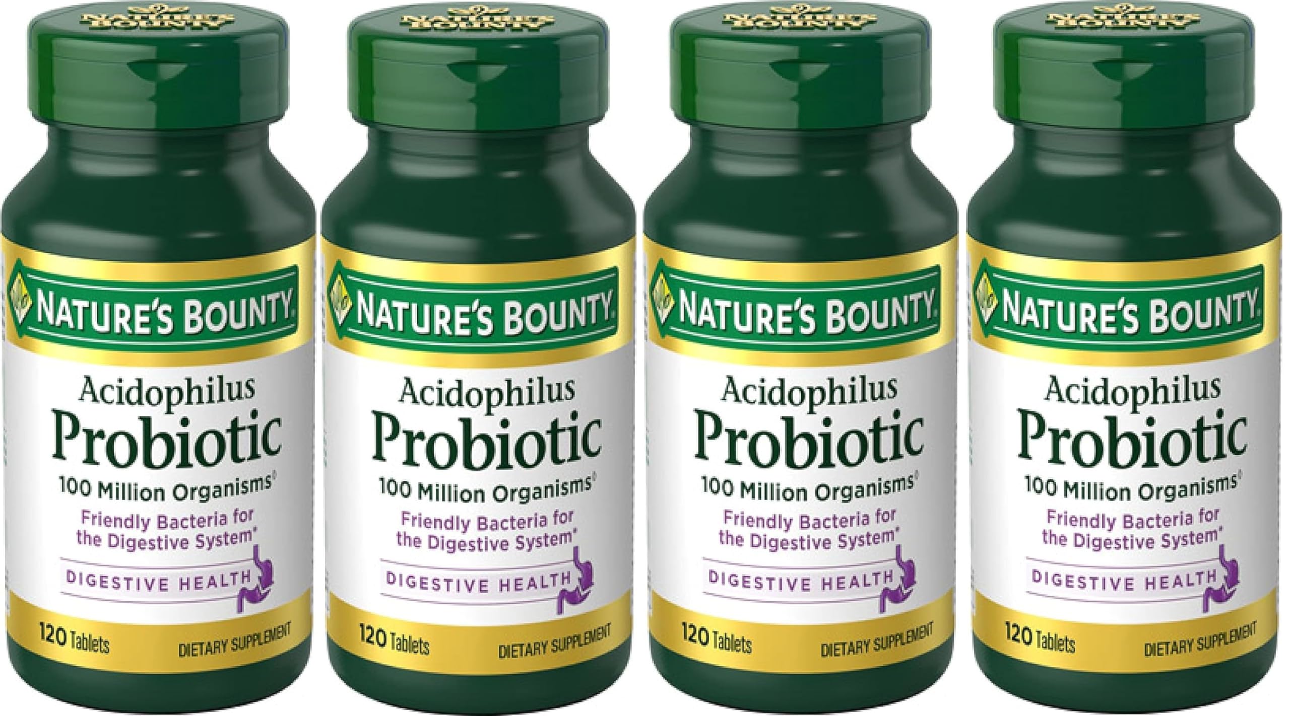 Nature's Bounty Probiotics Acidophilus: botella de tabletas para apoyo digestivo diario.