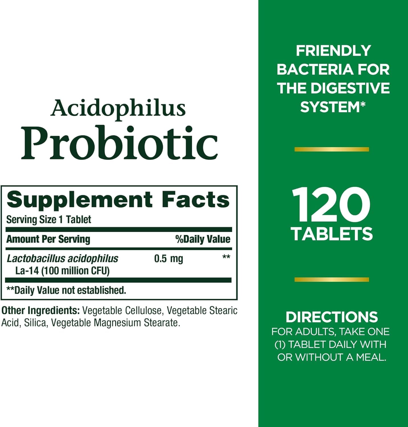 Nature's Bounty Probiotics Acidophilus: caja visible para consumo diario.