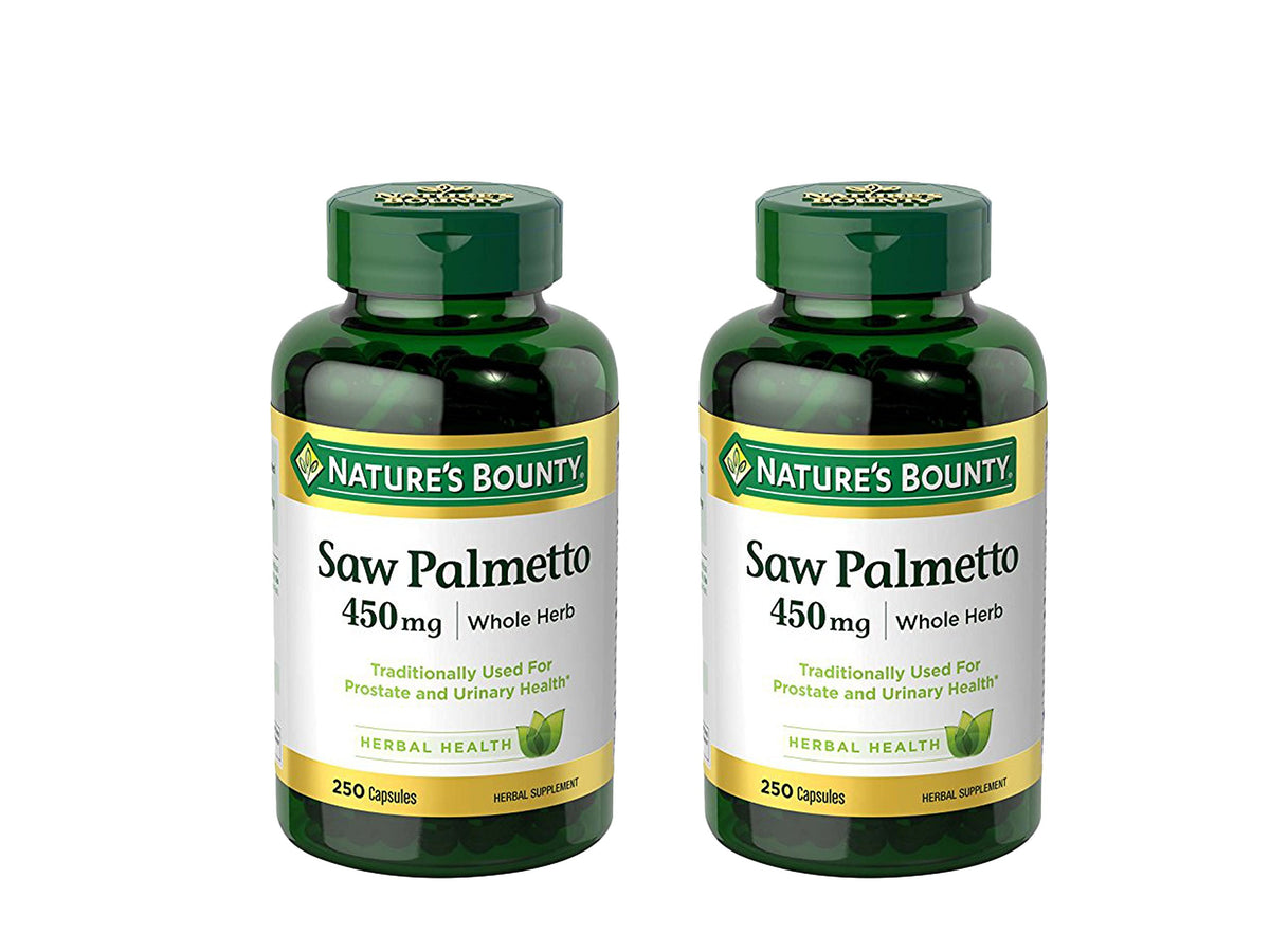 Nature's Bounty Saw Palmetto, cápsulas de 450 mg en botella, uso diario sugerido