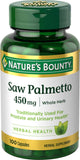 Nature's Bounty Saw Palmetto cápsulas 450 mg, apoyo para la salud prostática.
