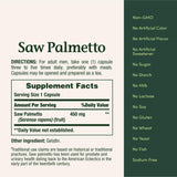 Guía rápida de uso de Nature's Bounty Saw Palmetto para dosificación diaria.