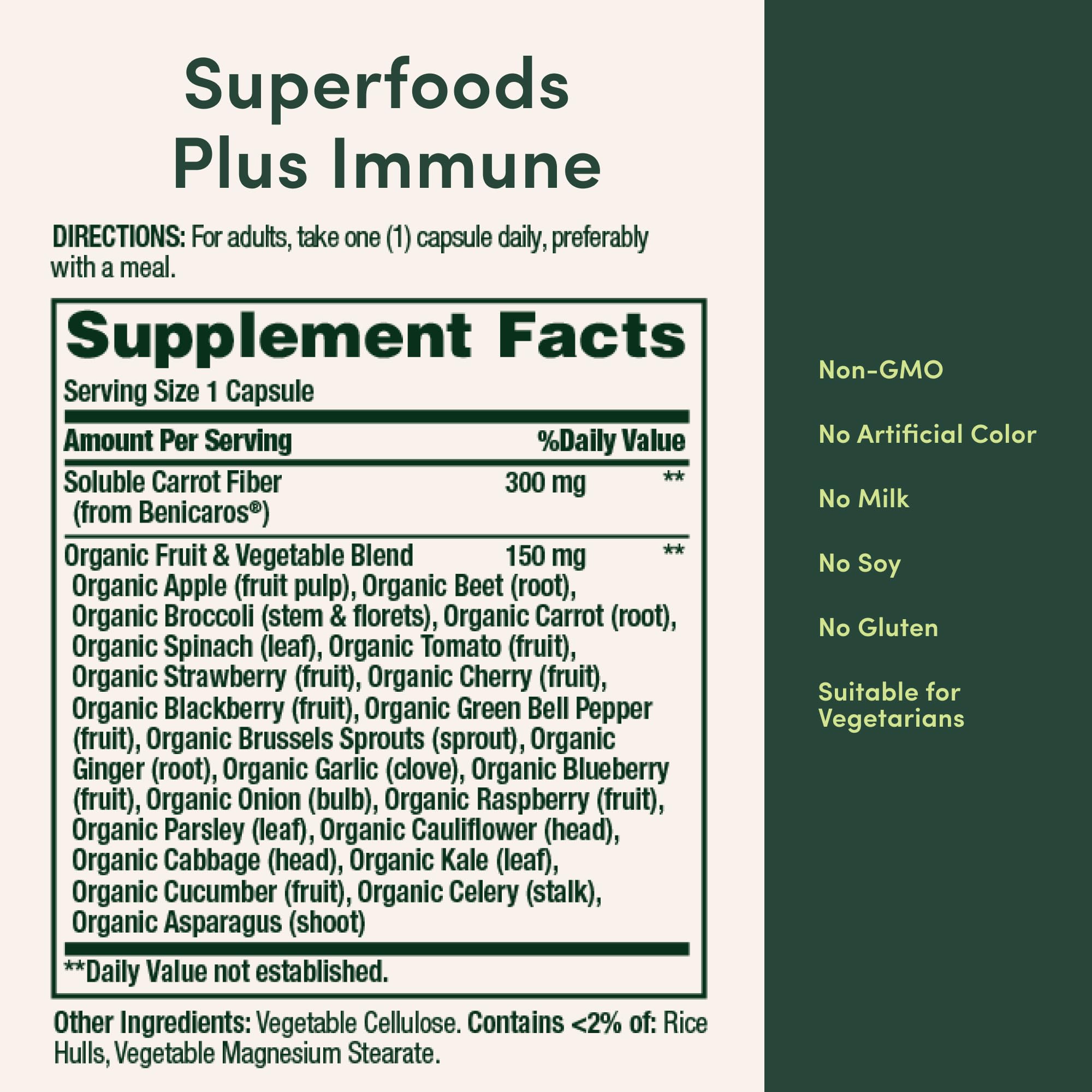 Nature's Bounty Superfoods Dosis diaria: toma una cápsula al día con la comida