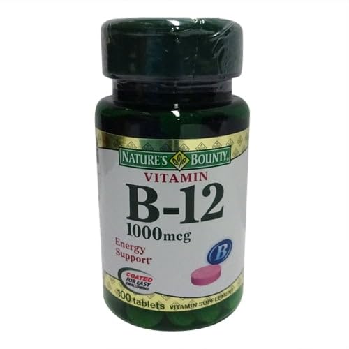 Nature's Bounty tabletas B12 1000 mcg frasco frontal para energía diaria