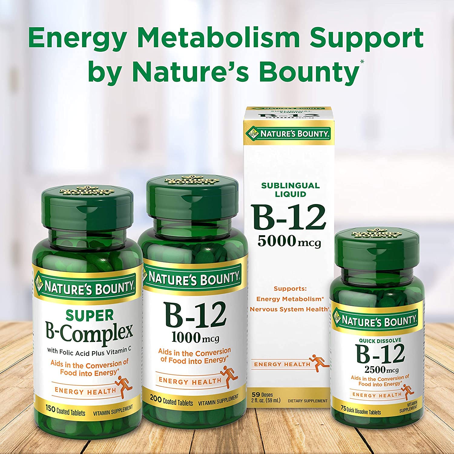Nature's Bounty tabletas B12 1000 mcg vida activa y vitalidad