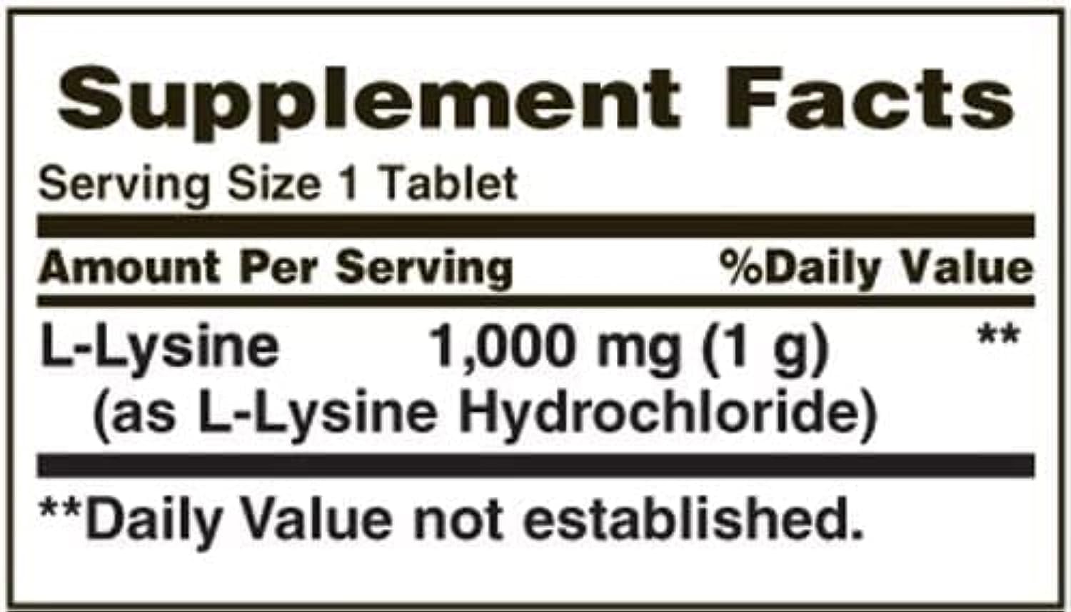 Tabletas lisina 1000 mg, fáciles de tragar y uso diario.