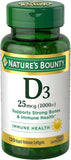Nature's Bounty Vitamina D3 1000 UI: frasco con etiqueta, soporte al sistema inmune
