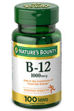 Nature's Bounty Vitamina B12, tabletas 1000 mcg, apoyo al metabolismo energético