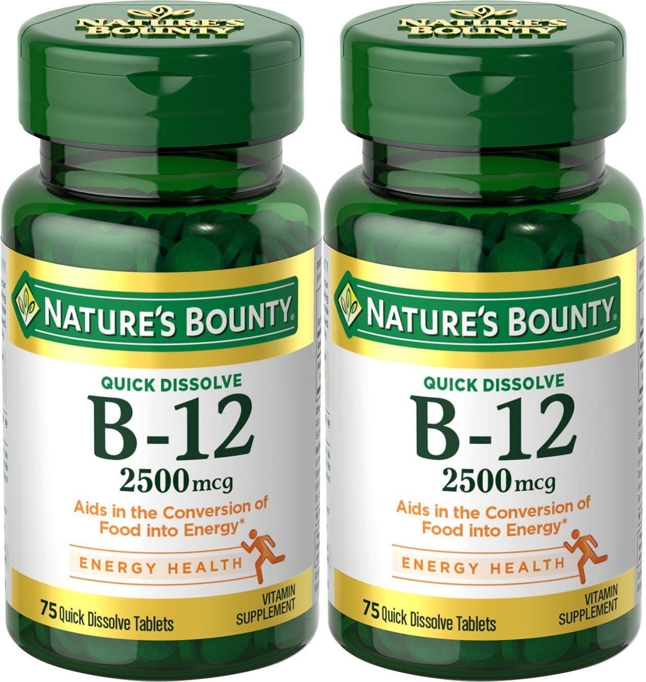 Nature's Bounty Vitamina B-12 disolución rápida con sabor a cereza, útil para uso diario.