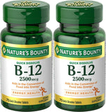 Nature's Bounty Vitamina B-12 disolución rápida con sabor a cereza, útil para uso diario.