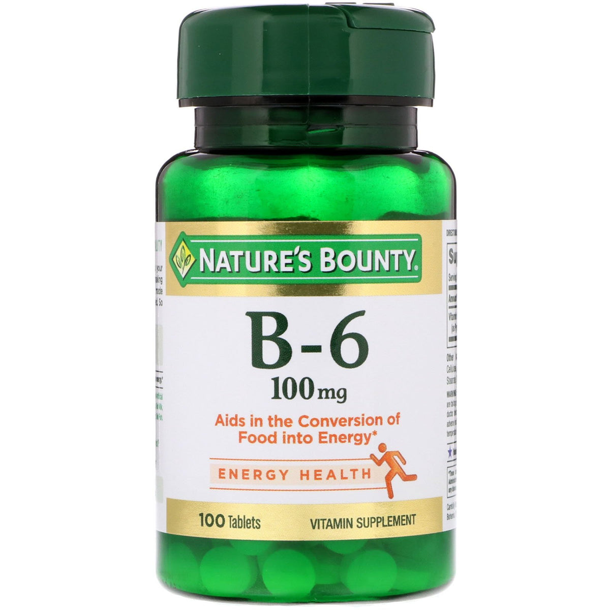 Nature's Bounty Vitamina B6 100 mg, botella de 100 tabletas, apoya metabolismo energético