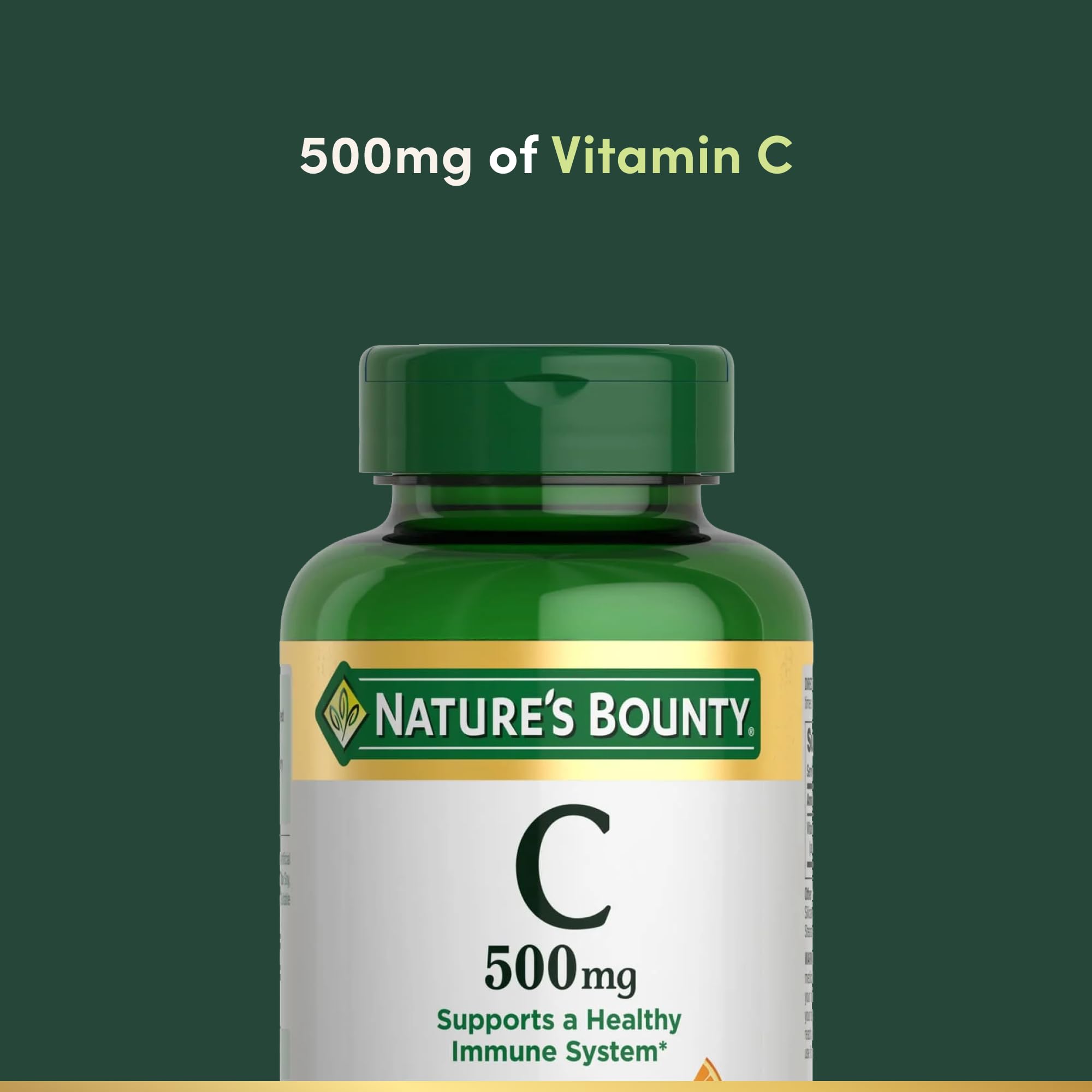 Nature's Bounty Vitamina C 500 mg etiqueta clara facilita la dosis diaria