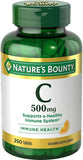 Nature's Bounty Vitamina C 500 mg, frente de la botella, apoyo diario al sistema inmune