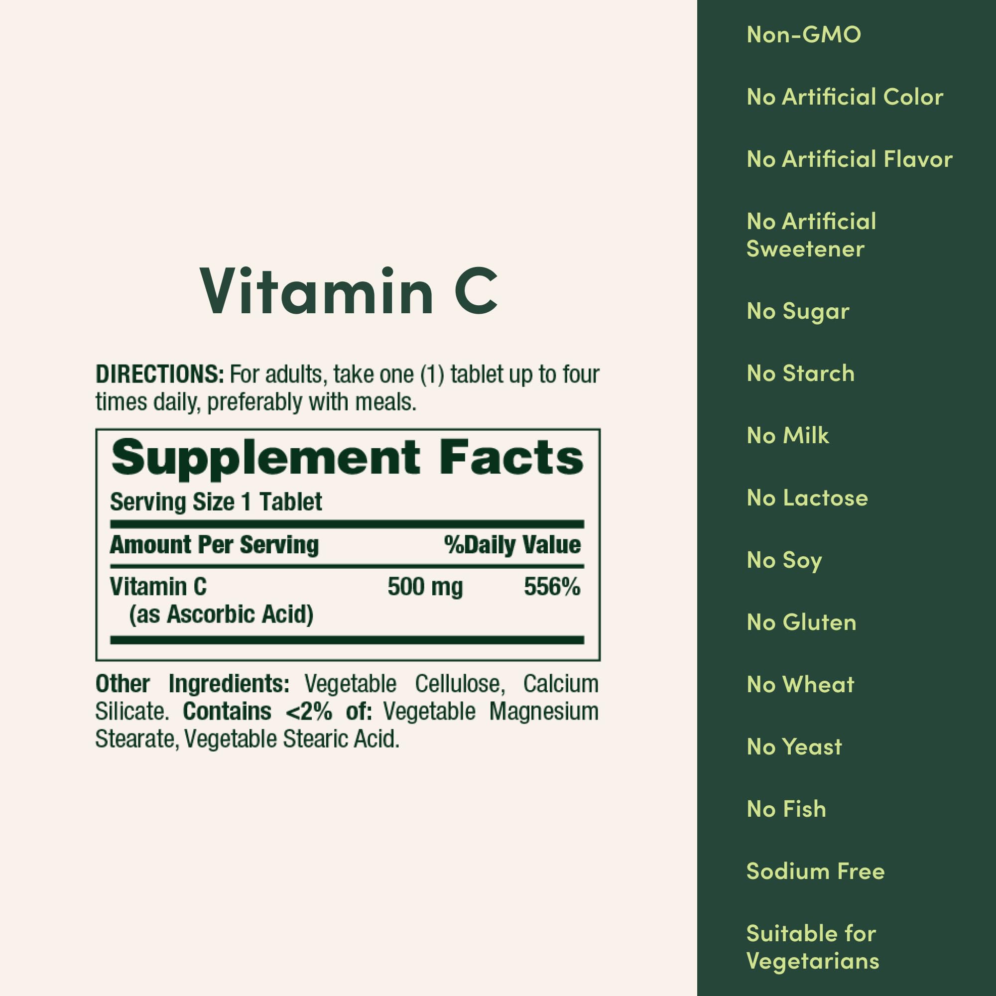 Nature's Bounty Vitamina C 500 mg uso diario con comidas para mejor absorción