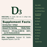 Nature's Bounty Vitamina D3 2000 UI, etiqueta clara que destaca beneficios para huesos e inmunidad.