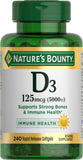 Nature's Bounty Vitamina D3, cápsulas suaves, botella para uso diario.