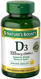 Nature's Bounty Vitamina D3 5000 UI en capsulas blandas de liberacion rapida para uso diario