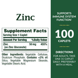 Nature's Bounty zinc 50 mg cápsulas en frascos de 100, fácil para el día a día.