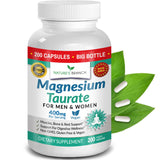 NATURE'S BRANCH Magnesio Taurato 400 mg: cápsulas pequeñas para uso diario.