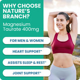 NATURE'S BRANCH Magnesio Taurato 400 mg: fórmula vegana y sin OGM.