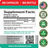 NATURE'S BRANCH Magnesio Taurato 400 mg: probado por terceros.