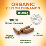 Nature's Choice Canela Ceilan orgánica 1800 mg etiqueta informativa clara.