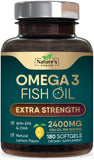 Nature's Choice Omega-3 cápsulas en botella, apoyo diario para corazón y cerebro.