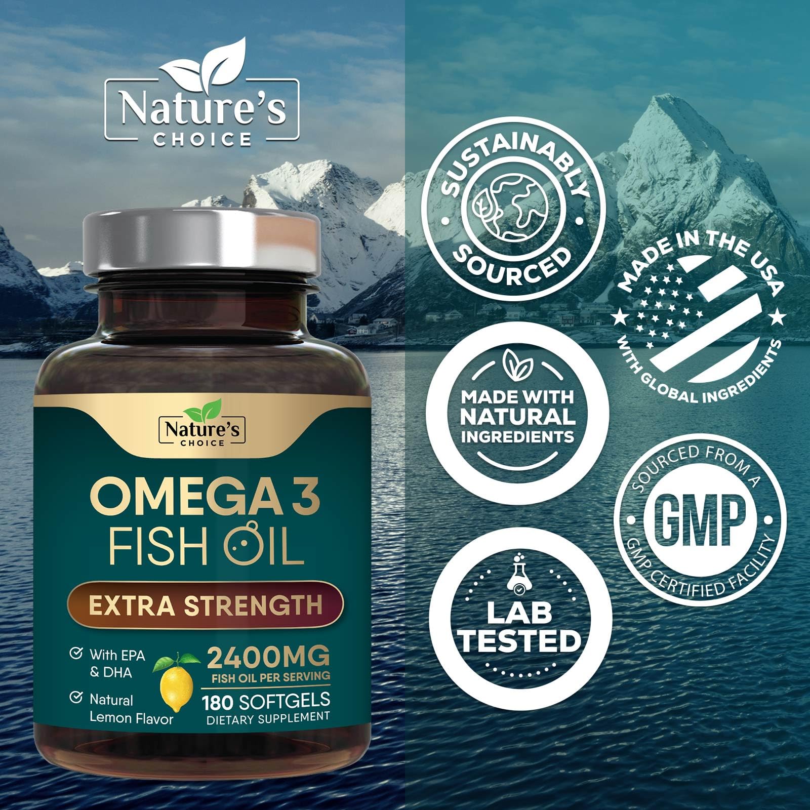 Nature's Choice Omega-3 cápsulas suaves, fáciles de tragar.