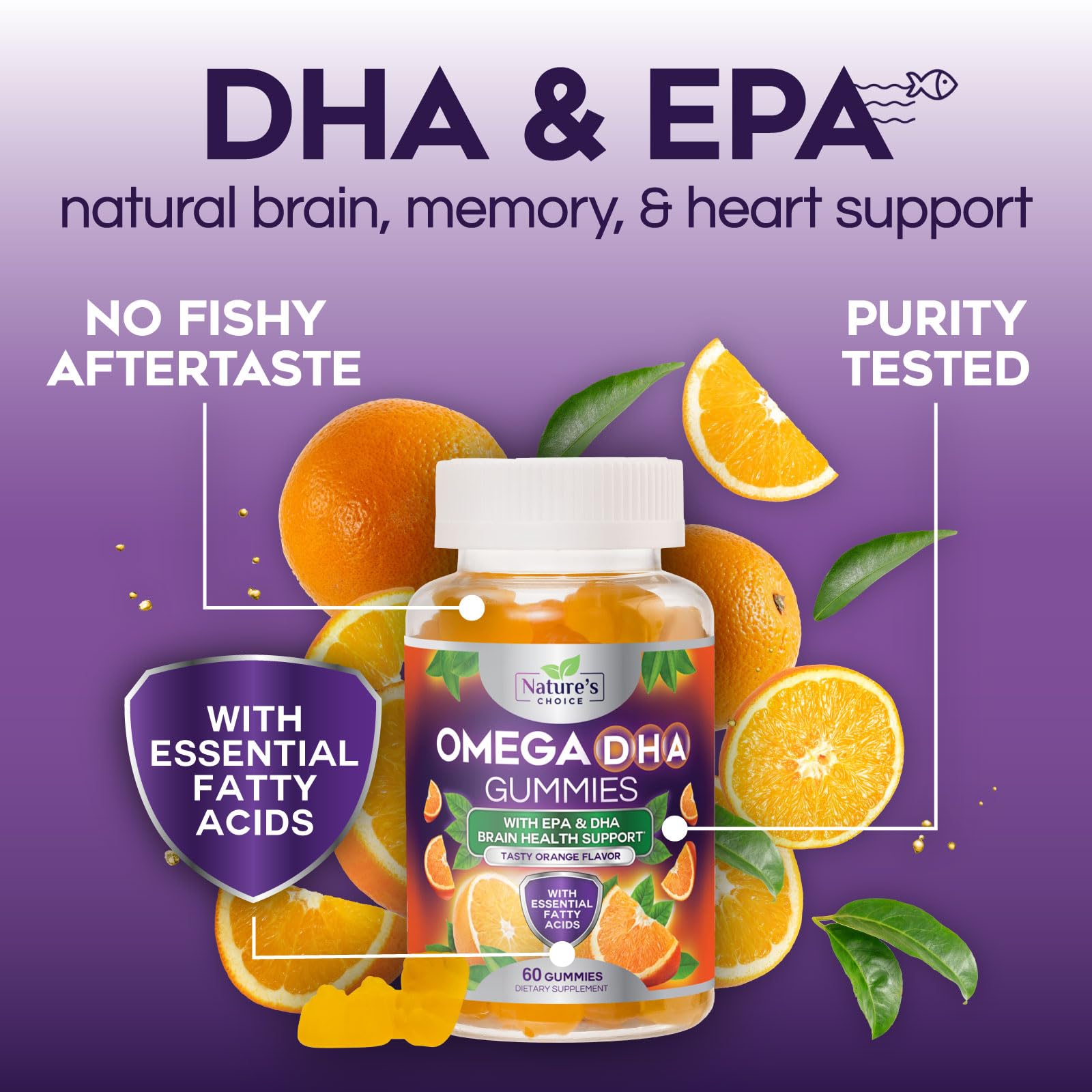 Nature's Choice Omega 3 gomitas con pruebas de terceros para pureza