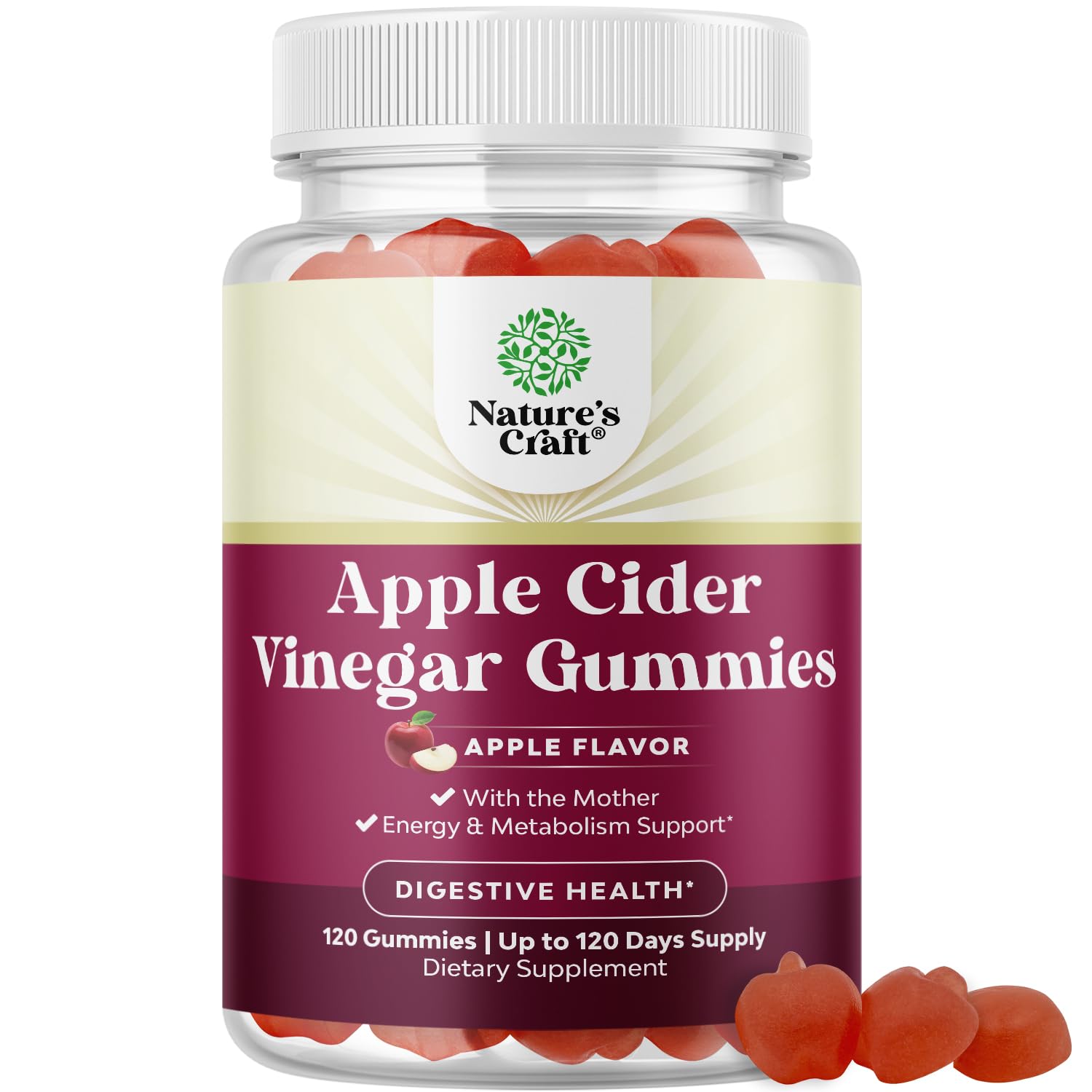 Natures Craft ACV Gummies en botella para energía diaria
