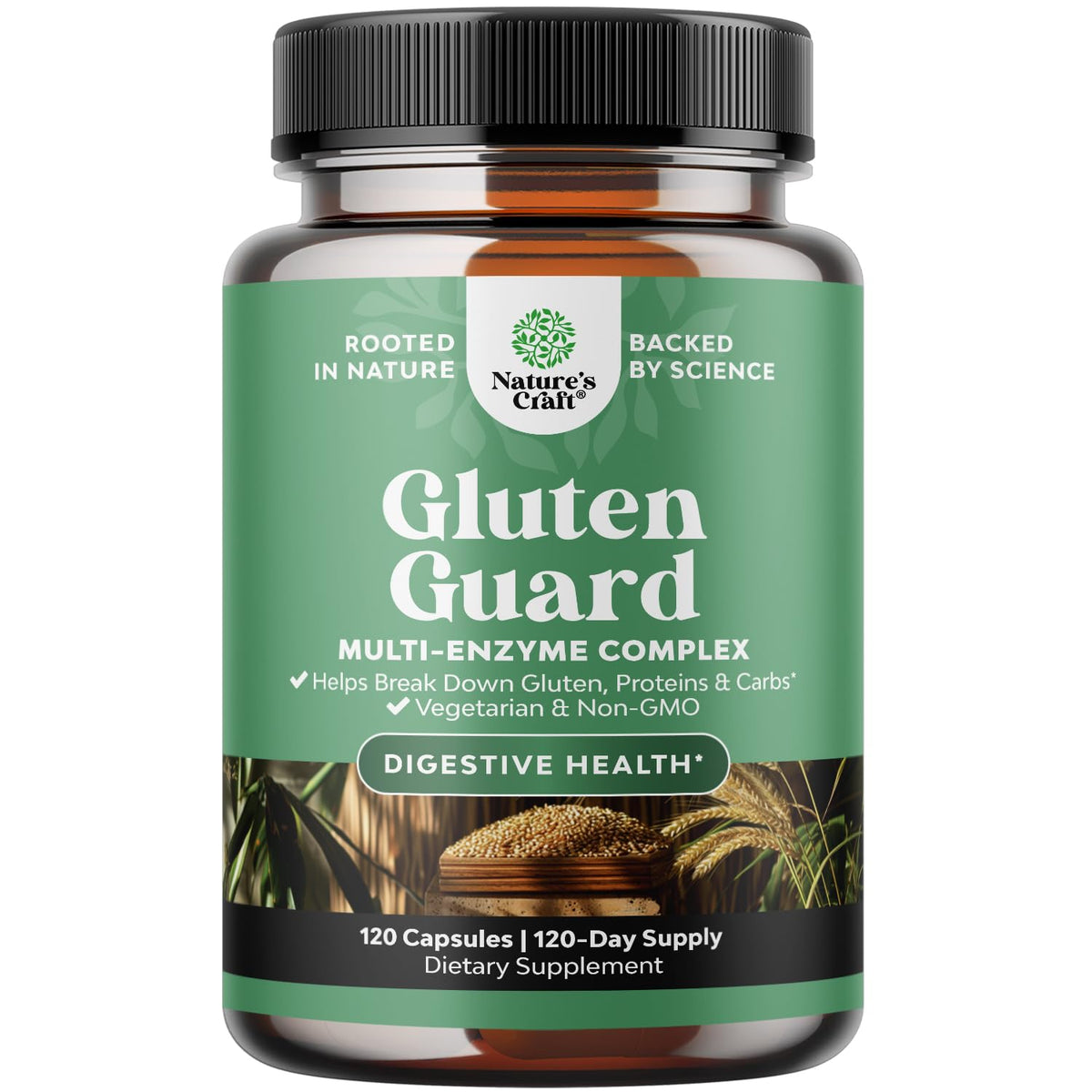 Botella de Natures Craft con enzimas gluten rápidas para comodidad pos comida