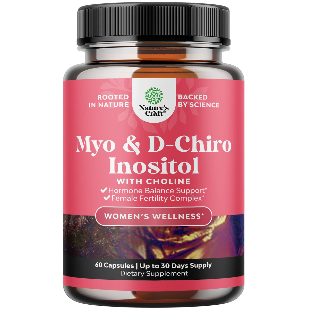 Natures Craft Myo-Inositol y D-Chiro-Inositol en botella para equilibrio hormonal