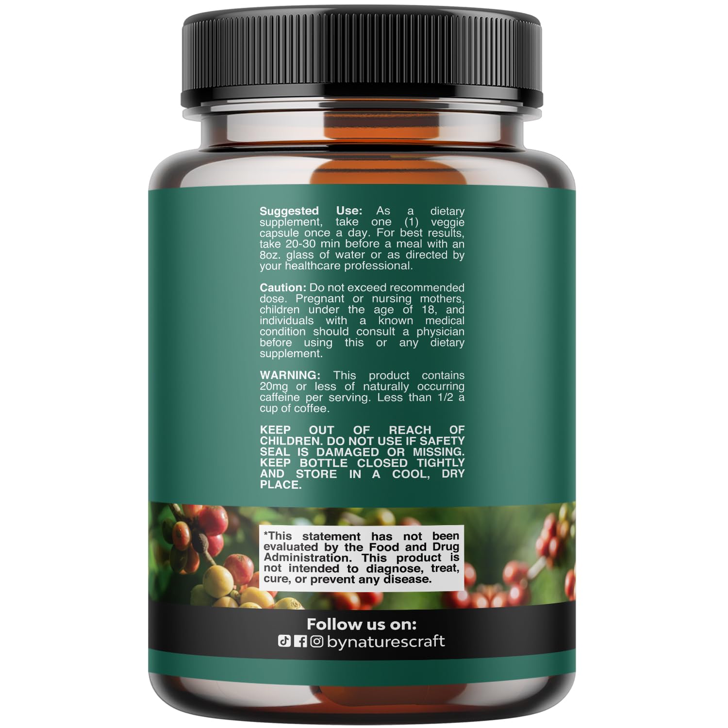 Natures Craft Café Verde cápsulas, apoyo al metabolismo de forma natural