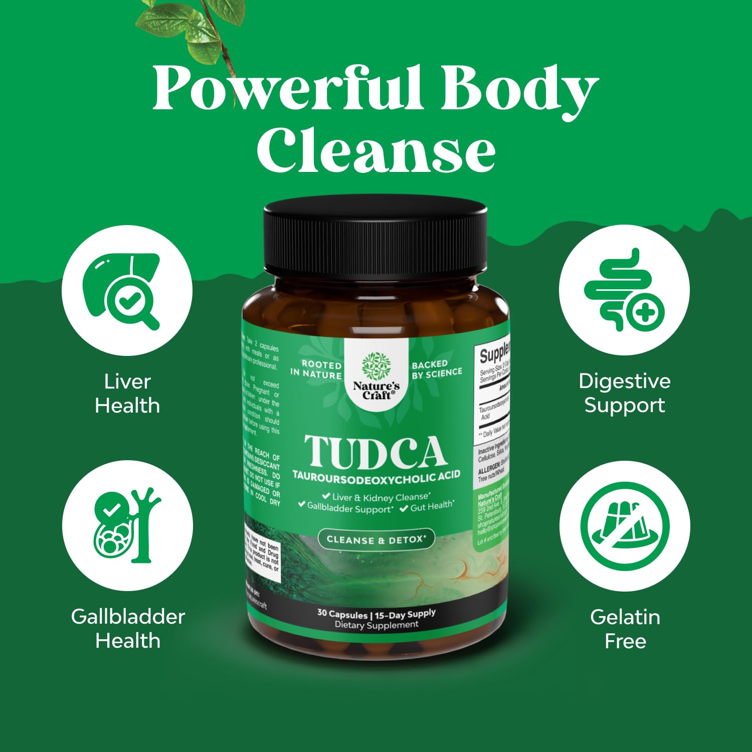 Caja de Natures Craft Tudca, guía rápida para cuidado digestivo.