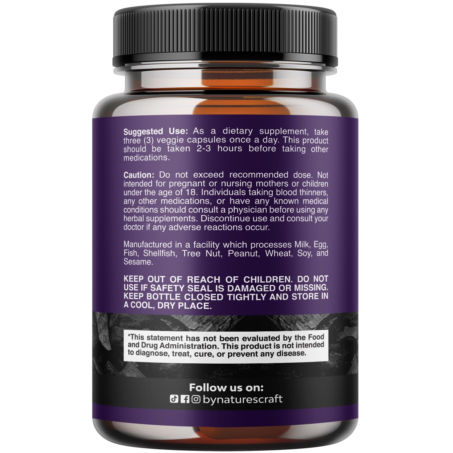 Desintoxicación con cápsulas de coco Natures Craft, 1200 mg por porción.