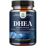 DHEA de Nature's Craft en botella, promueve equilibrio hormonal y bienestar diario.