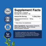 Natures Craft DHEA, cápsulas en mano, beneficio potencial para bienestar general