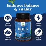 Natures Craft DHEA, etiqueta frontal, señal de ingredientes y calidad