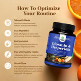Nature's Craft Diosmina Hesperidina 1000mg: etiqueta trasera con dosis recomendadas.