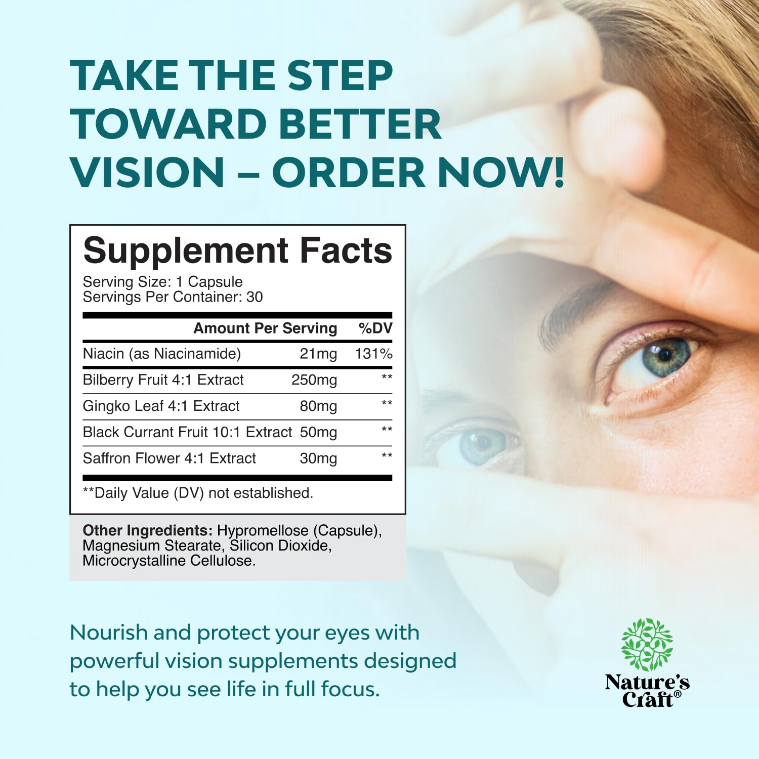 Natures Craft empaque de salud ocular, ideal para rutina diaria.