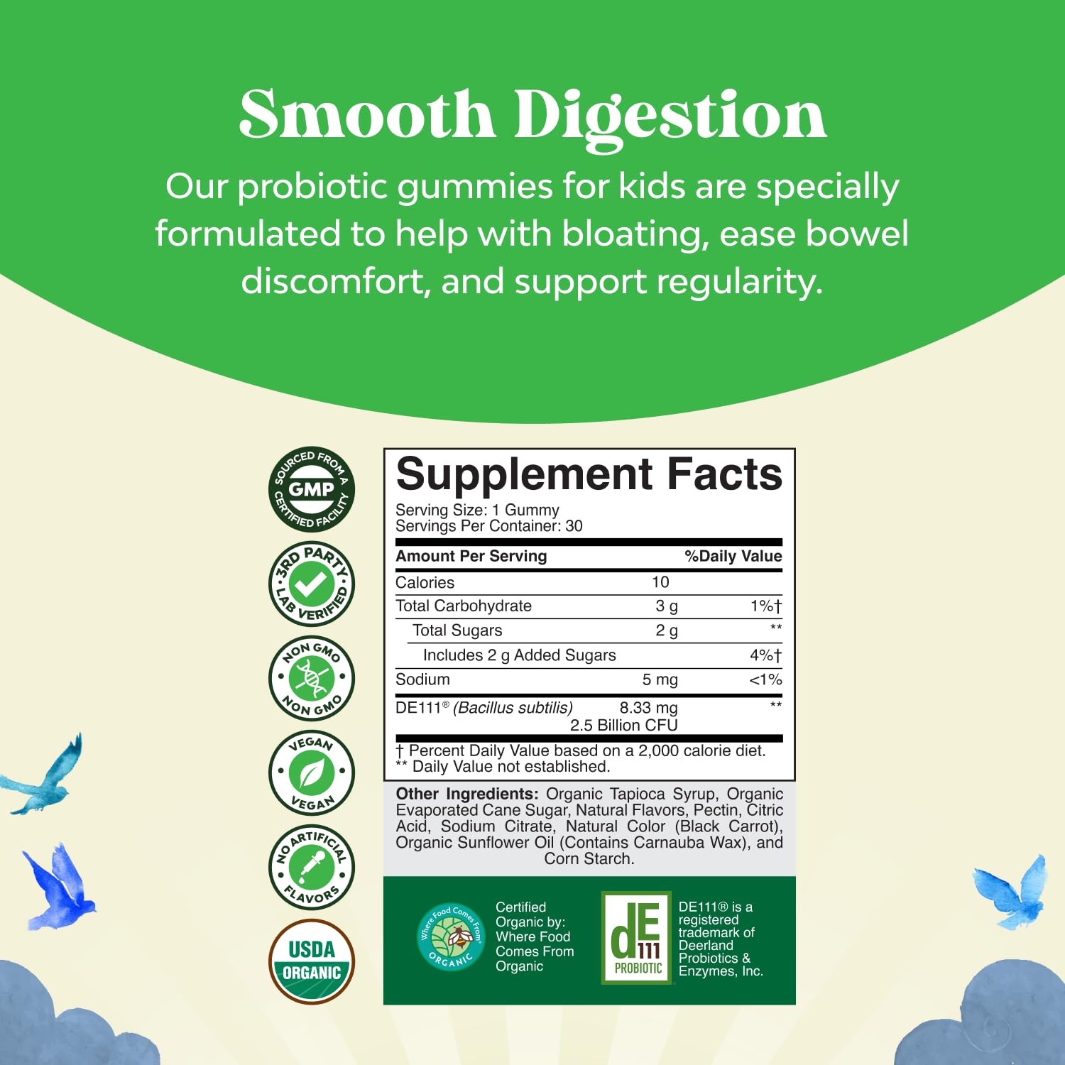 Etiqueta Bacillus Subtilis de Natures Craft, detalle de seguridad y beneficios.