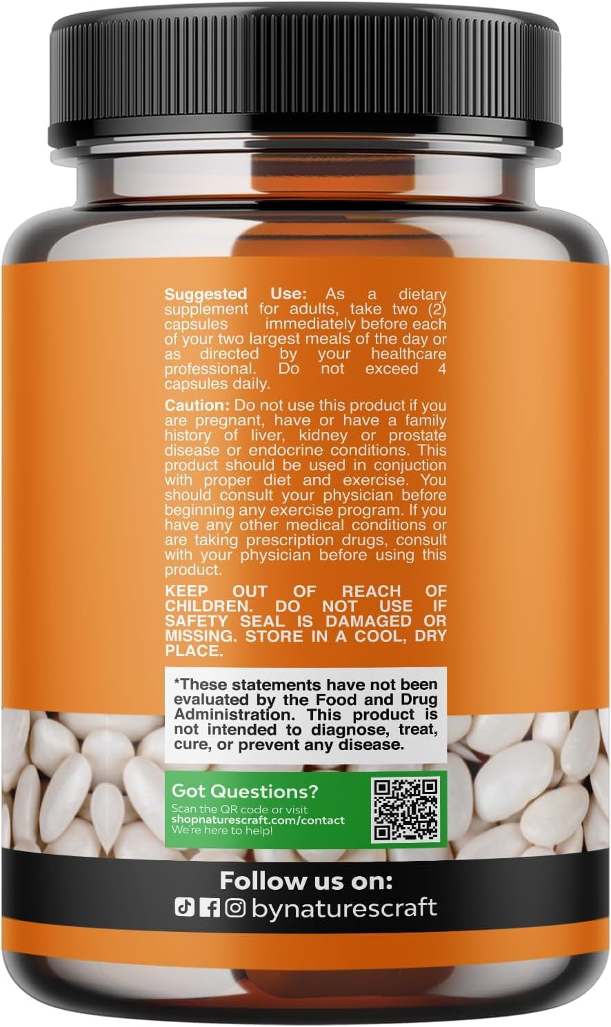 Etiqueta del producto Natures Craft con extracto de habichuela blanca