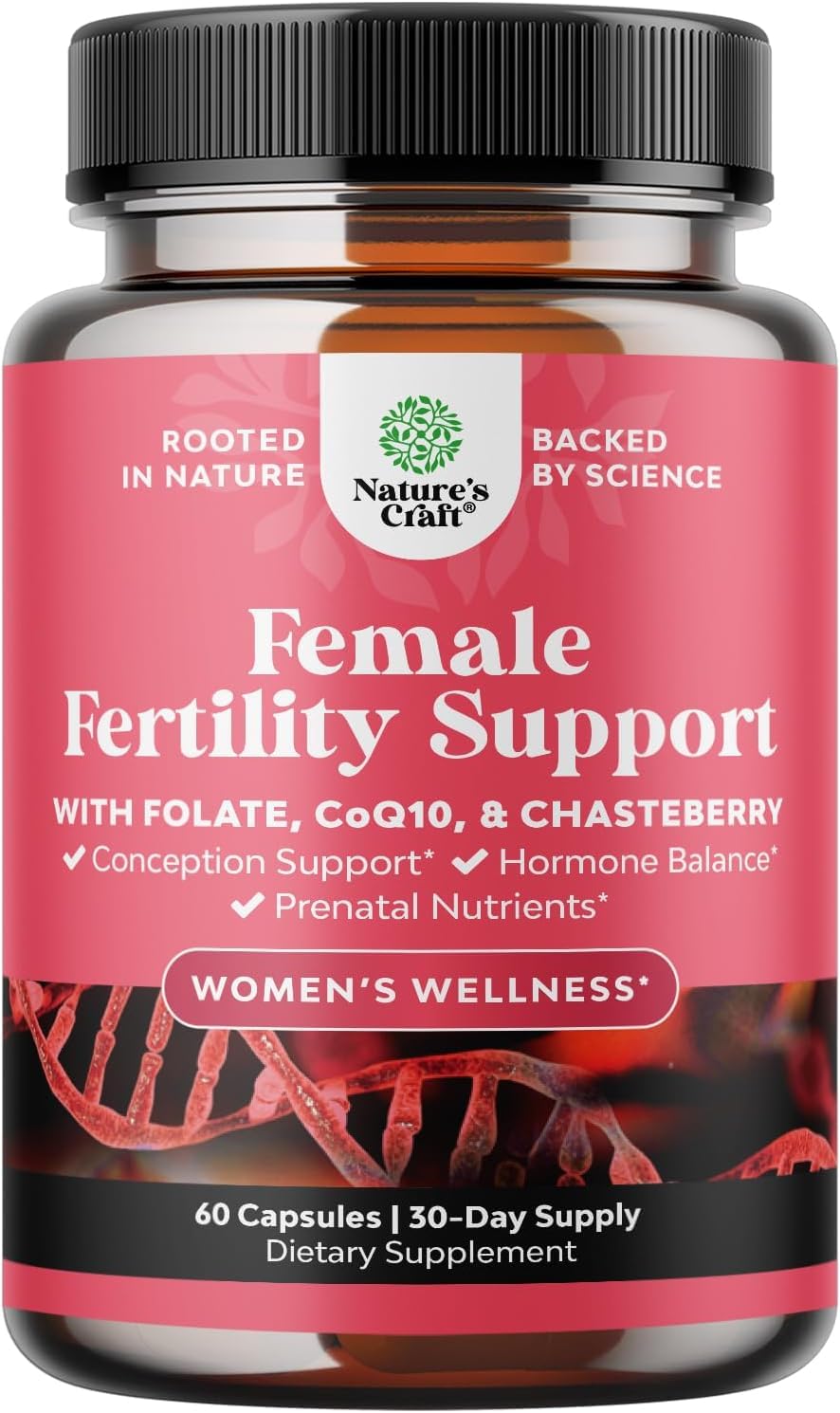 Natures Craft Fertilidad, frasco de cápsulas para apoyo preconcepcional