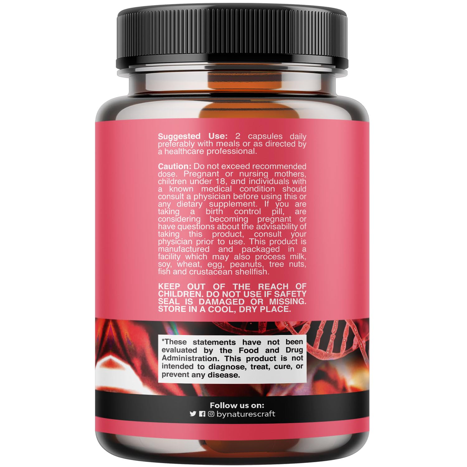 Natures Craft Fertilidad, tapa visible para dosis diarias de vitaminas clave